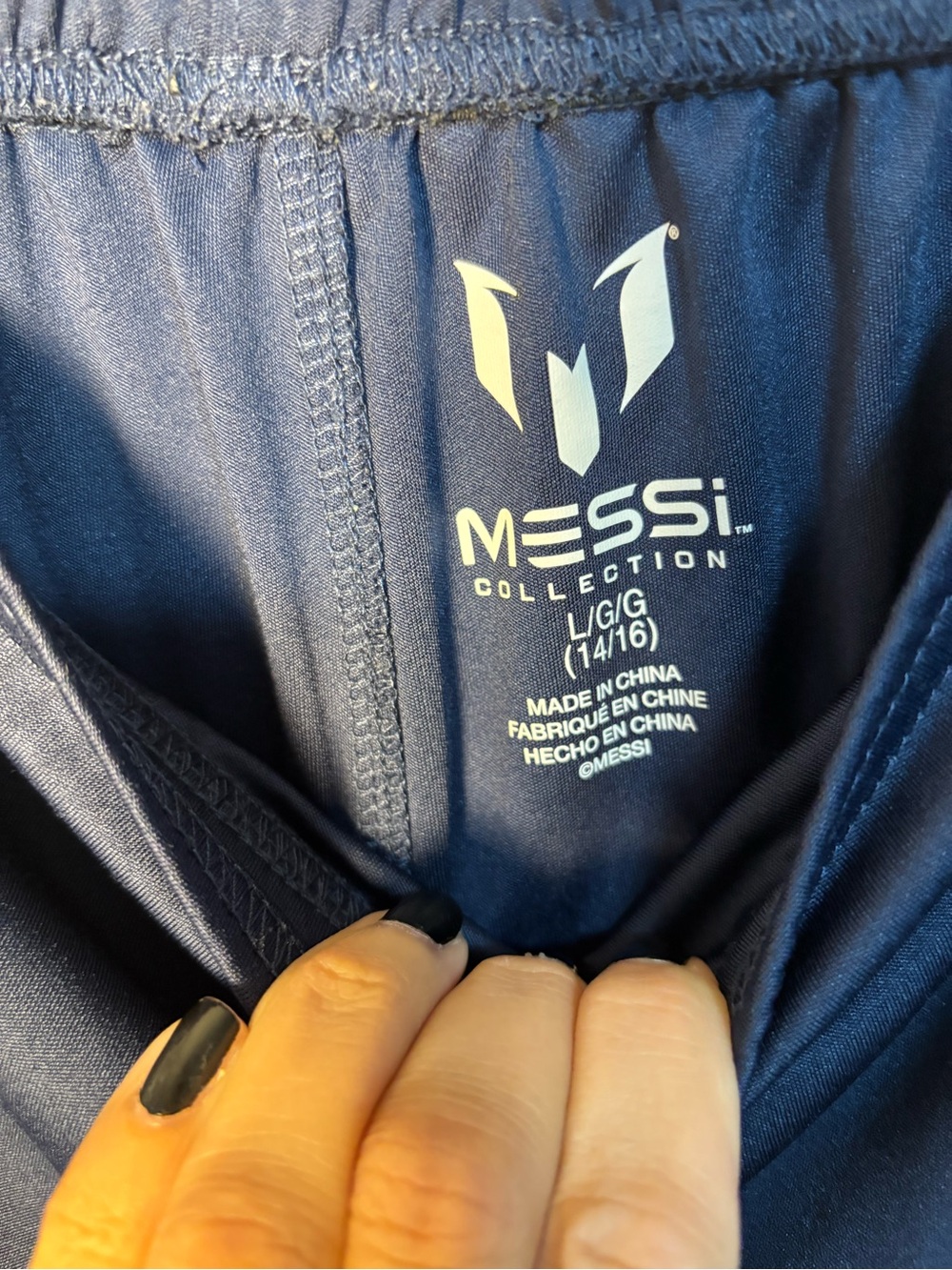 Messi Kids Navy Athletic Shorts with Light Blue Trim - Picture 5 of 5